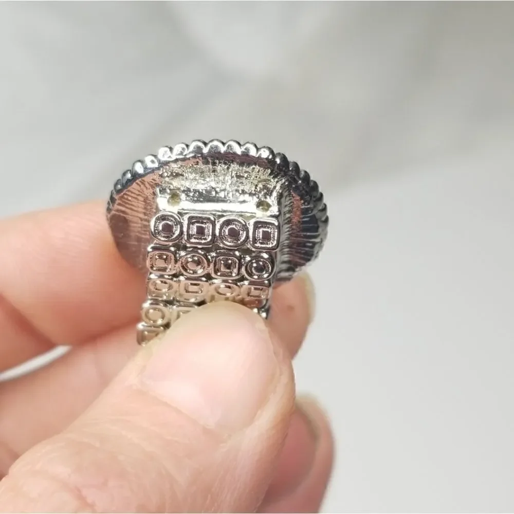 Vintage Silver peridot morganite stretch ring